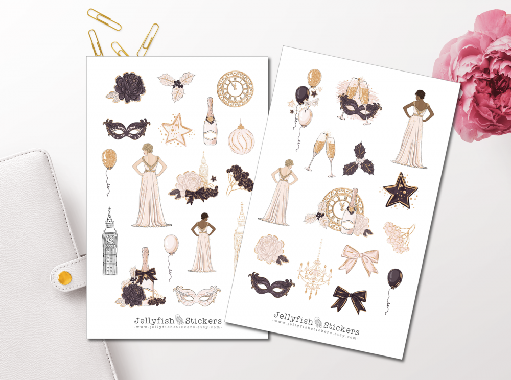 New Year's Eve Girls Sticker Set